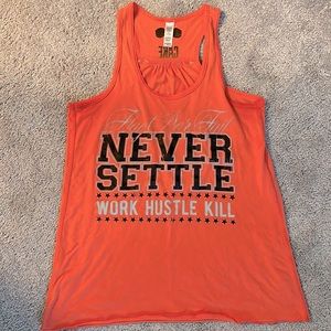 Flag nor fail. Women’s racer back tank. Coral.